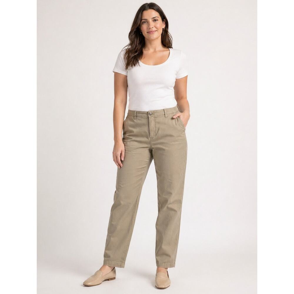 Gap Girlfriend Chino Pants Womens Size 12 Khaki Straight Leg Casual